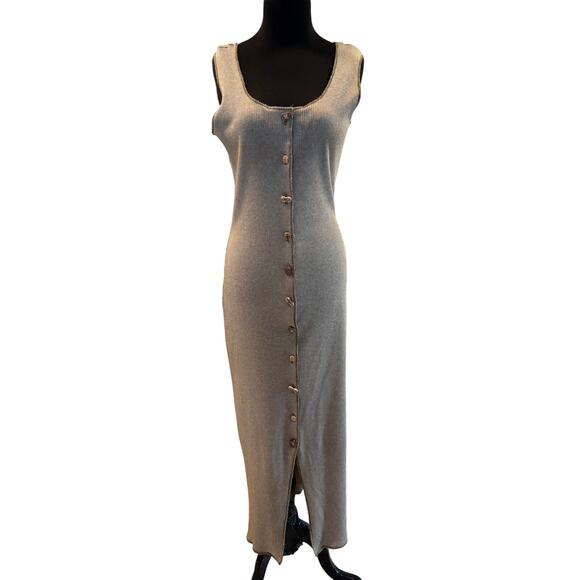 Cape Isle Knitters Dresses & Skirts - Cape Isle Knitters Tan Vintage Minimalist Dress Etched Unique Front Buttons S/M